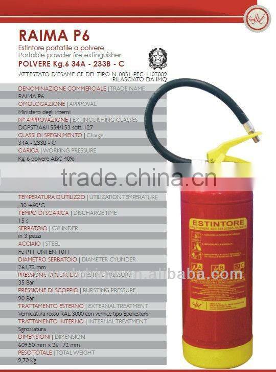 FIRE EXTINGUISHER BALL WITH EN3 KG 6 POLVERE ESTINTORI
