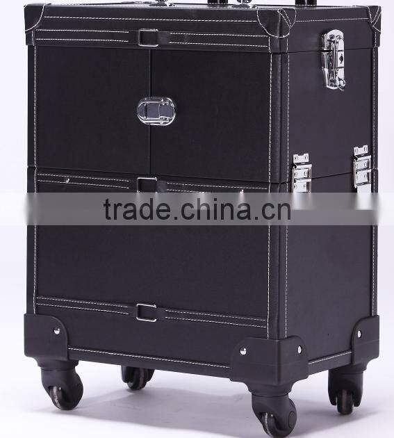 Professional Salon Rolling Cosmetic Train Case Artist Lockable Box