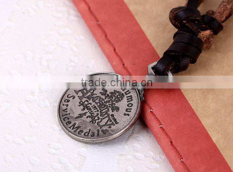 Manufacturers selling retro men's leather necklace punk necklace N0023 leather necklace long