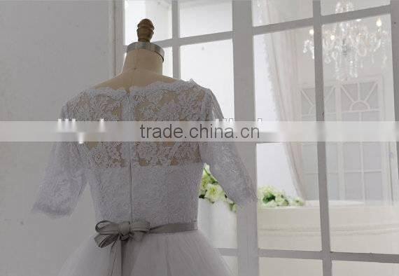 Real Pictures White Lace Floor Length Custom Made Long Formal Bridal Robe De Mariee BW320 short sleeve cheap wedding dresses