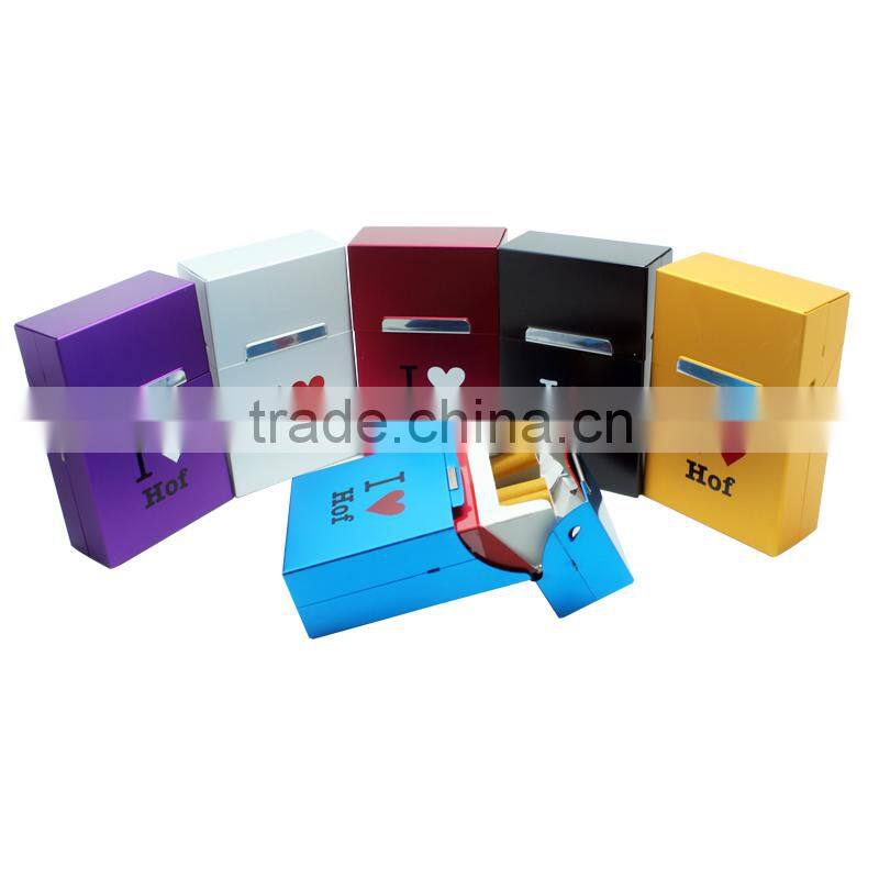 Six colour Aluminum cigarette case with magnet button for 20s 85mm cigarette pack printed logo as customer requested