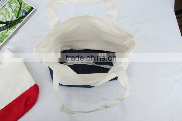 two-tone fabric shopping handbag