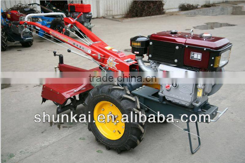 15hp Agricultural Diesel Engine Walking Tractor With Rotary Tiller