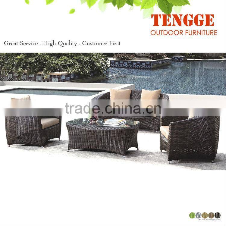 Luxury patio rattan furniture with waterproof cushion and pillow