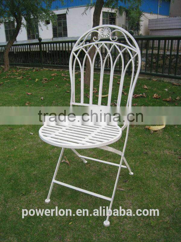Gothic Style Folding Metal Round Chair Antique Wrought Iron