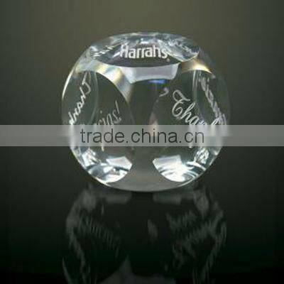 dice shape crystal paperweight gift
