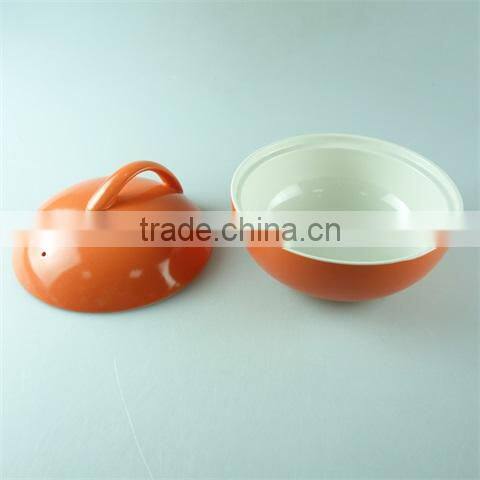 Ceramic soup pot/orange cooking soup pot/small tureen unique shape orange color glazed
