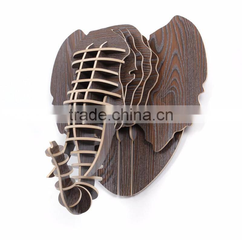 home wall mounted wooden elephant head decoration