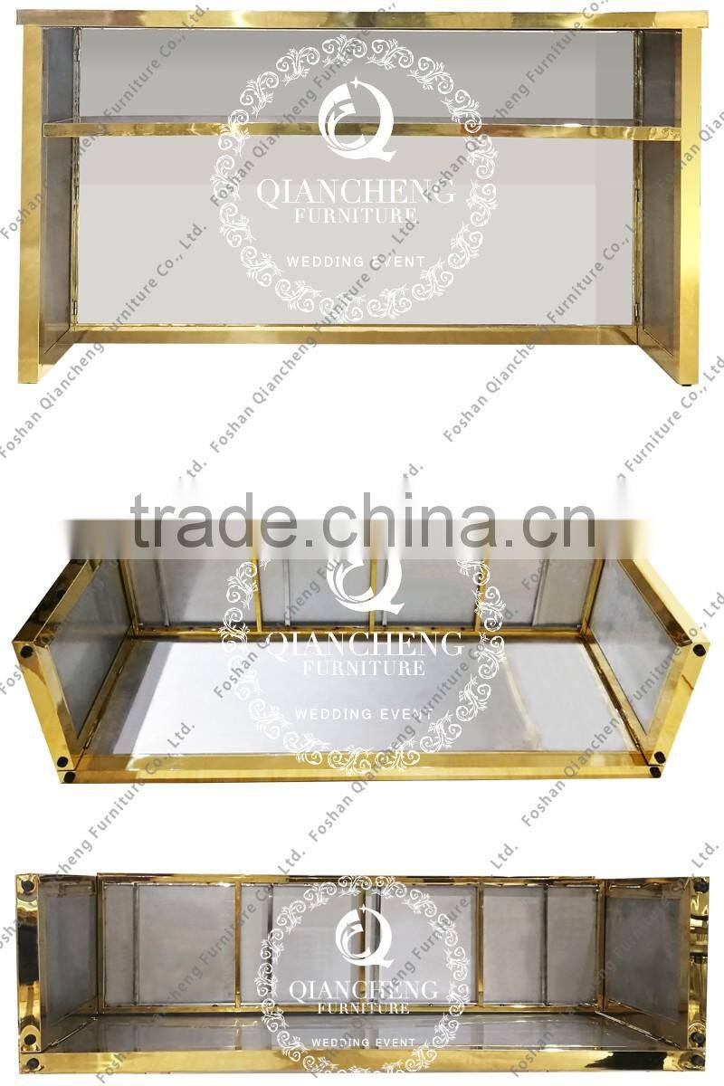 Rose Golden wedding cake table for banquet hall