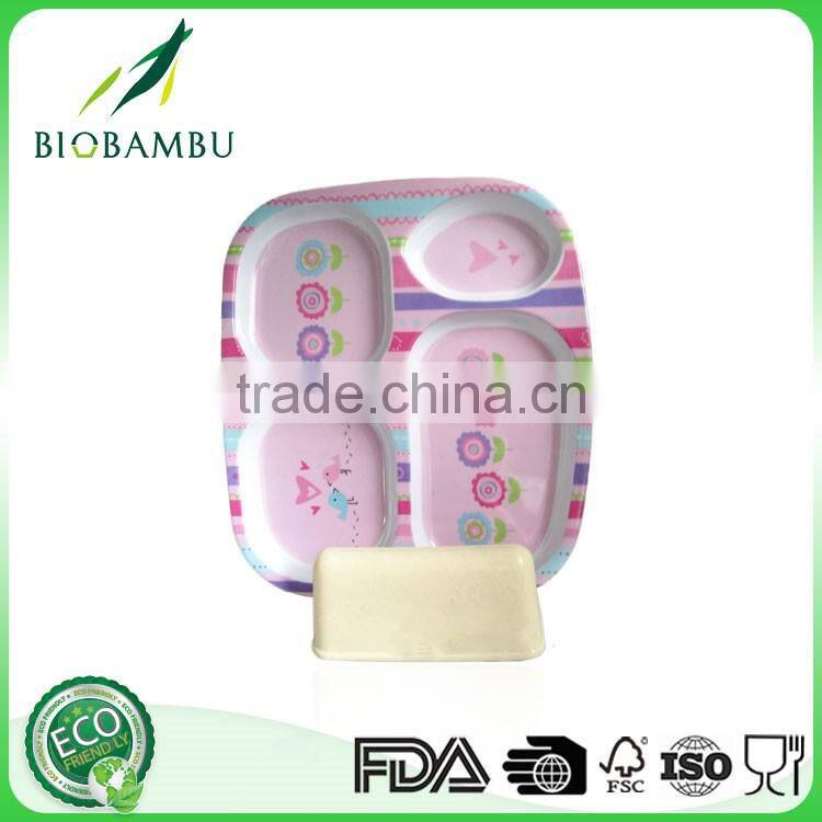 Non-toxic Simple style Compostable Bamboo fiber Plate with decal printing