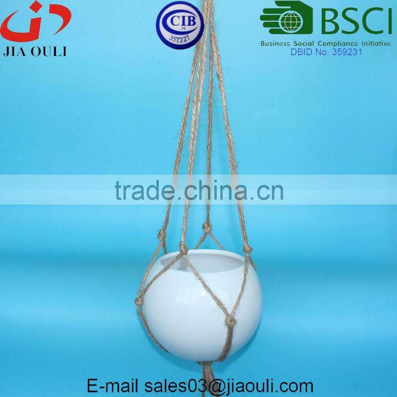 Bucket shape Ceramic Chrome plating Hanging Planter Flower Pot , Plant Vase