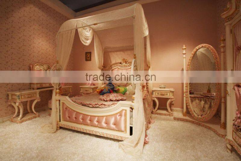 French style wooden carved & handmade painted antique vanity makeup dresser with mirror - BF07-70038D