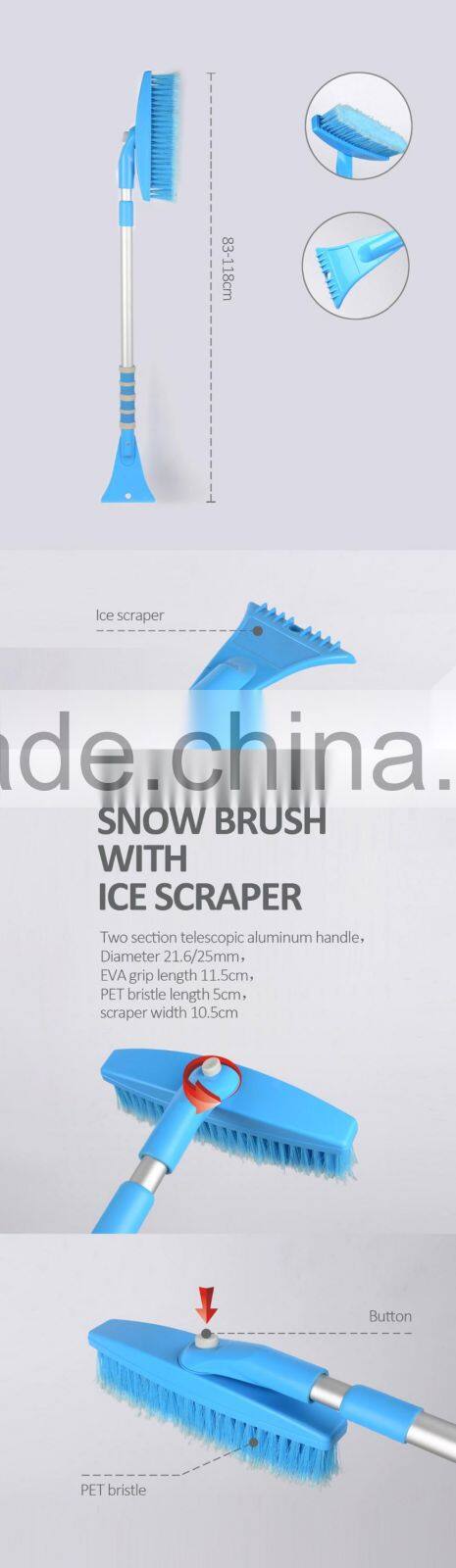snow brush with ice scraper Two section telescopic aluminum handle