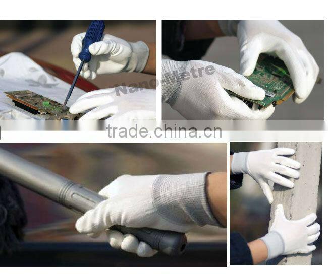 NMSAFETY half coated gloves navy nylon/ polyester coated black pu workplace safety gloves