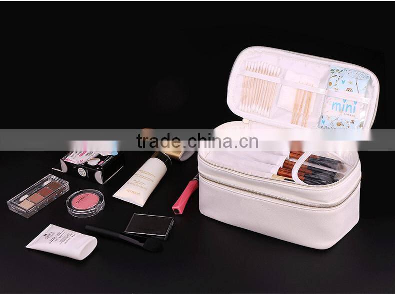 Luxury PU leather 2-layer cosmetic bag case