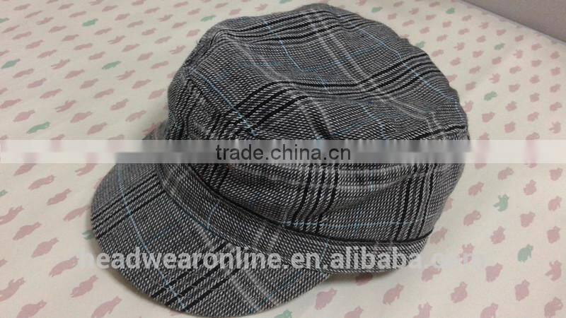 Custom Kid's plaid Military Caps of 100%Cotton Dongguan Factory