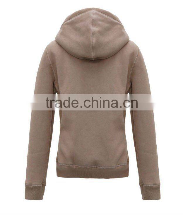 Custom tight slim fit plain fleece thick drawstring zip up hoodie for women
