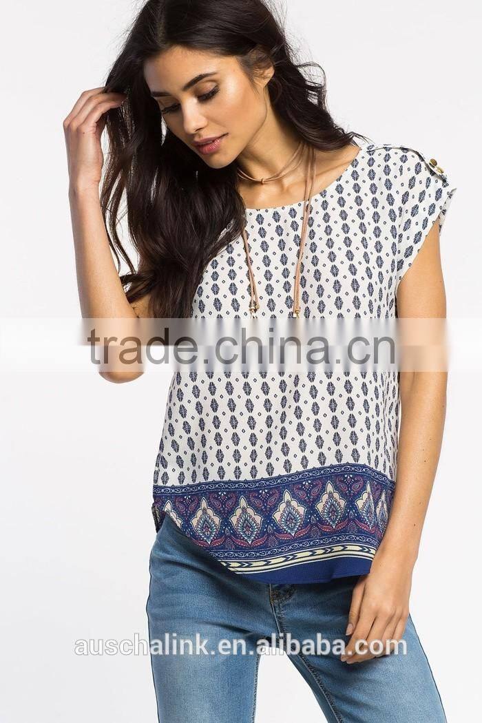 100% polyester rounded hem girls full print t shirt