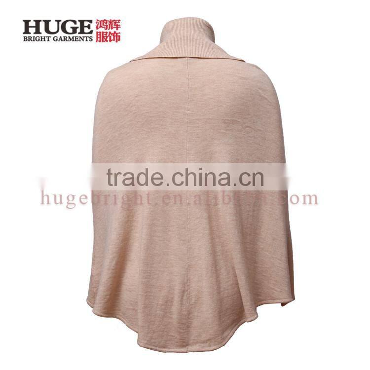 Loose Turtle Neck Wool Poncho Women Knit Sweater Wholesale