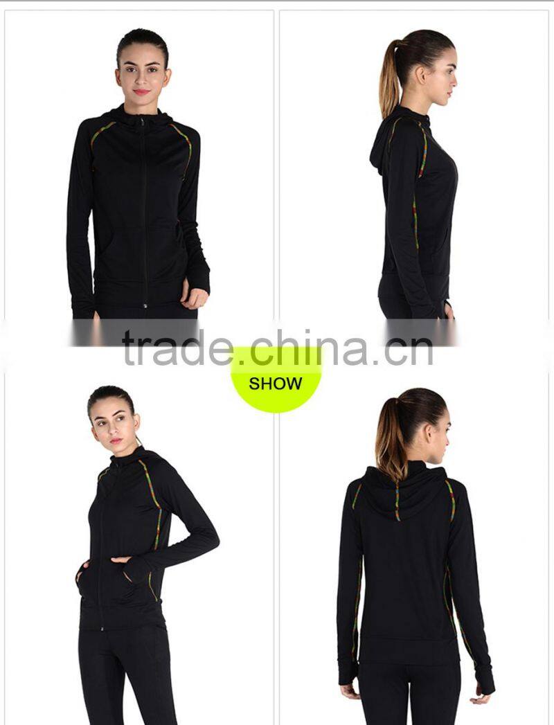 China Factory Women Fitness Wear With Hooded Elastic Breathable Outer Sports Jackets Comfortable