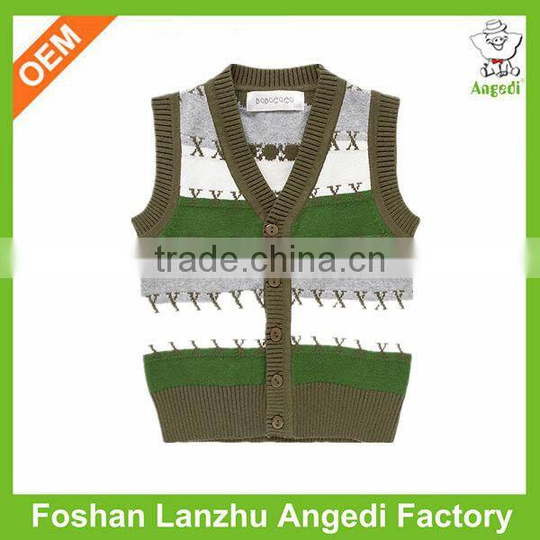 2016 custom Kids knit vest jumper winter sweater with button-up baby cardigan