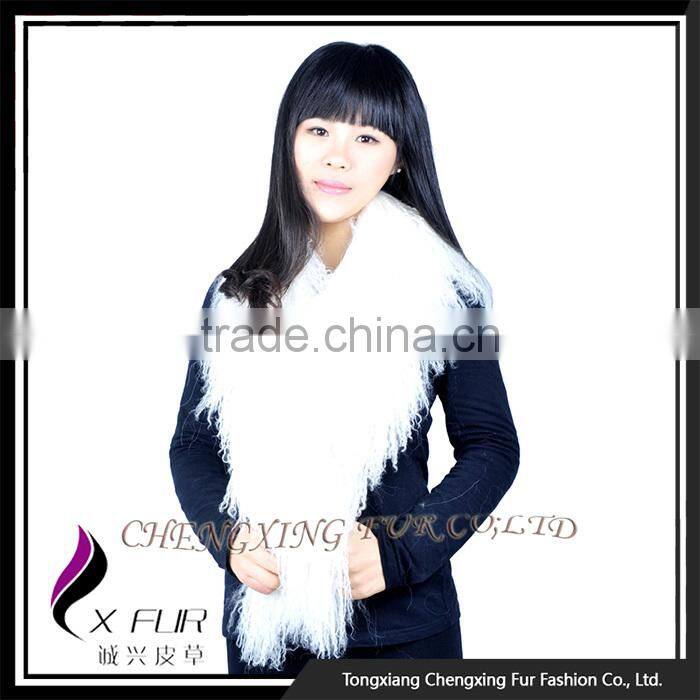 CX-S-02G High Quality Custom Fashion Wholesale Mongolian Lamb Fur Fashion Winter Scarf
