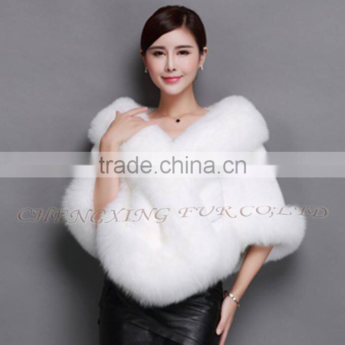 CX-B-M-05E Best Sell Wholesale Price Natural Fox Fur Trim Mink Fur Shawl