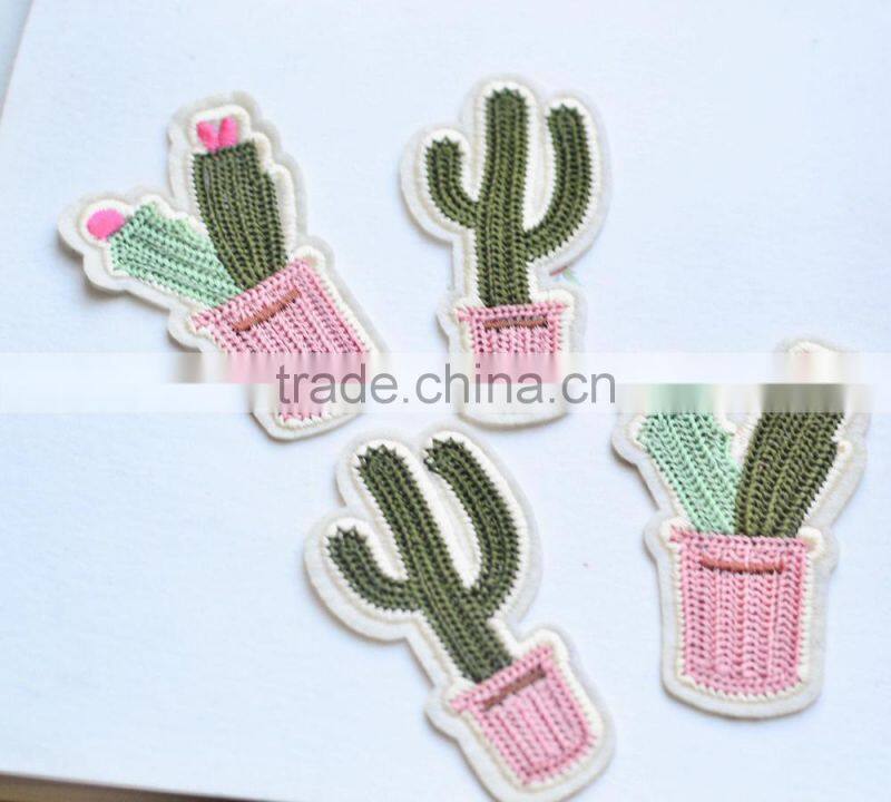 Custom high quality cactus embroidered patch for clothes embroidery patch made in china choose size/color