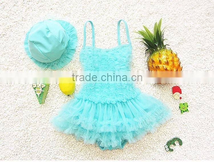 Baby solid color lace bikini new one piece swimming wear girl bathing suit for summer girl swimming suit