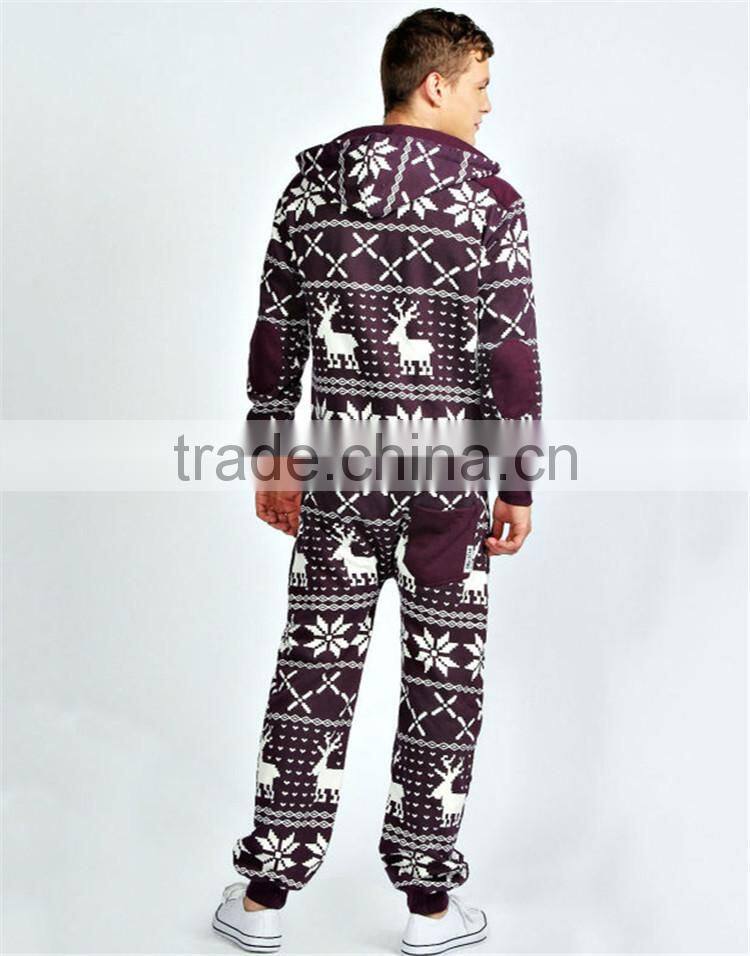 PA0007A all over reindeer printed xxxl onesie for men