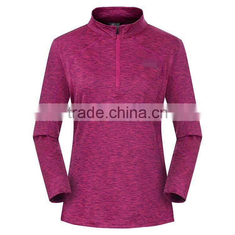 Wholesale Women Half Zip Plain Fitted Dry Fitted Shirts
