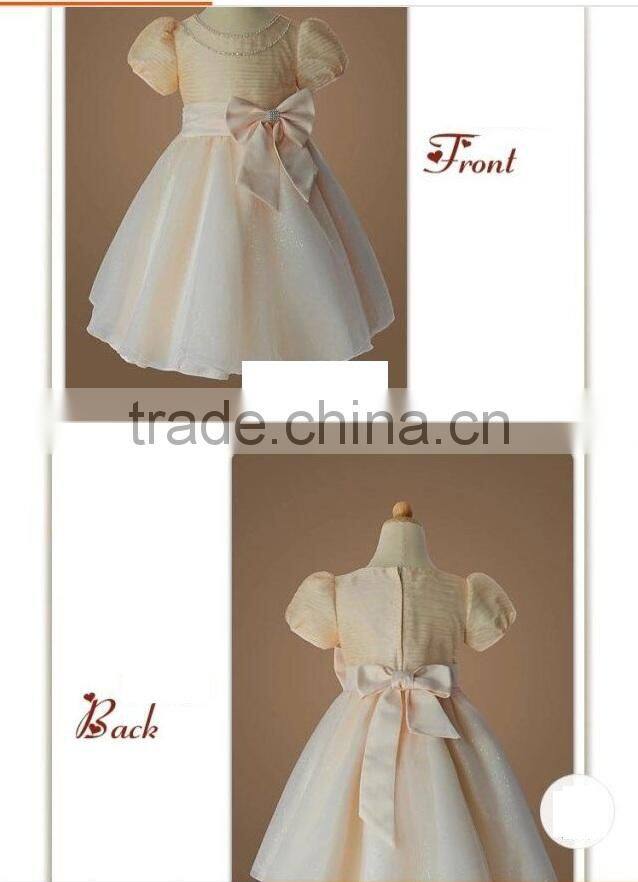 Best selling fashion baby girl Short Sleeve Summer Princess Party dress lace dress Bid Bow-knot low price kids clothes