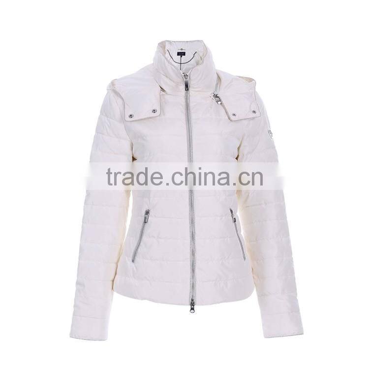 Hot Design Women Stand Collar Metal Zipper Hoody Padding Jacket