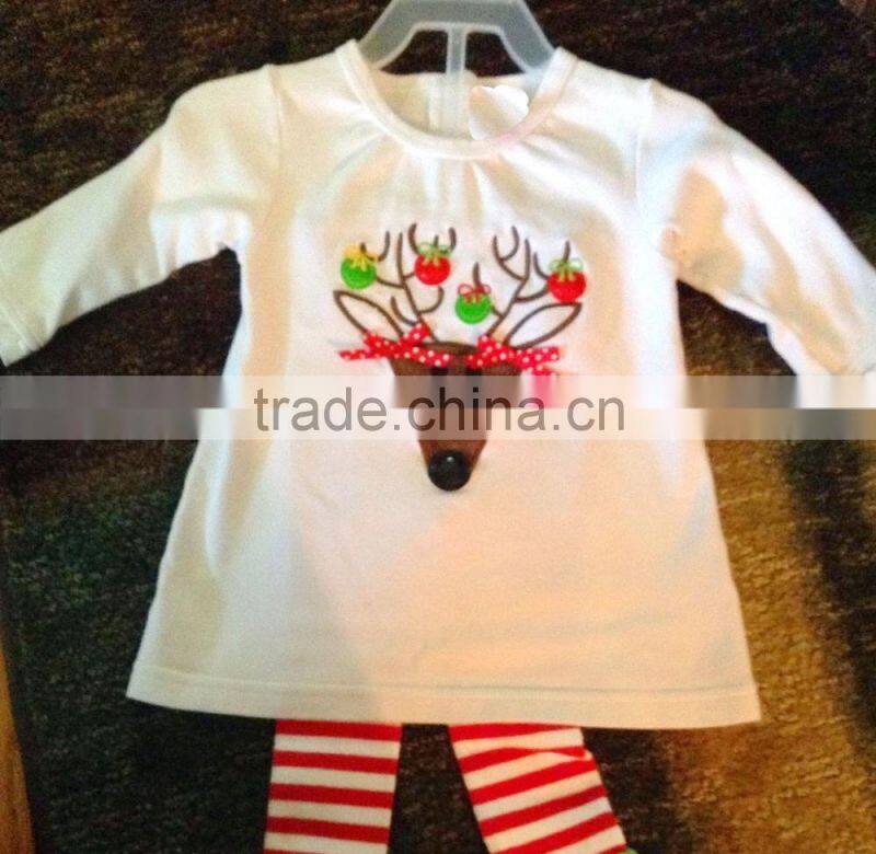 Children's Girls Xmas Outfit Deer Pattern Outfit Ruffle Kids Christmas Clothes