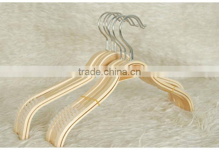 Multifunctional wood coat hanger with 2 durable clips strong wood pants hanger