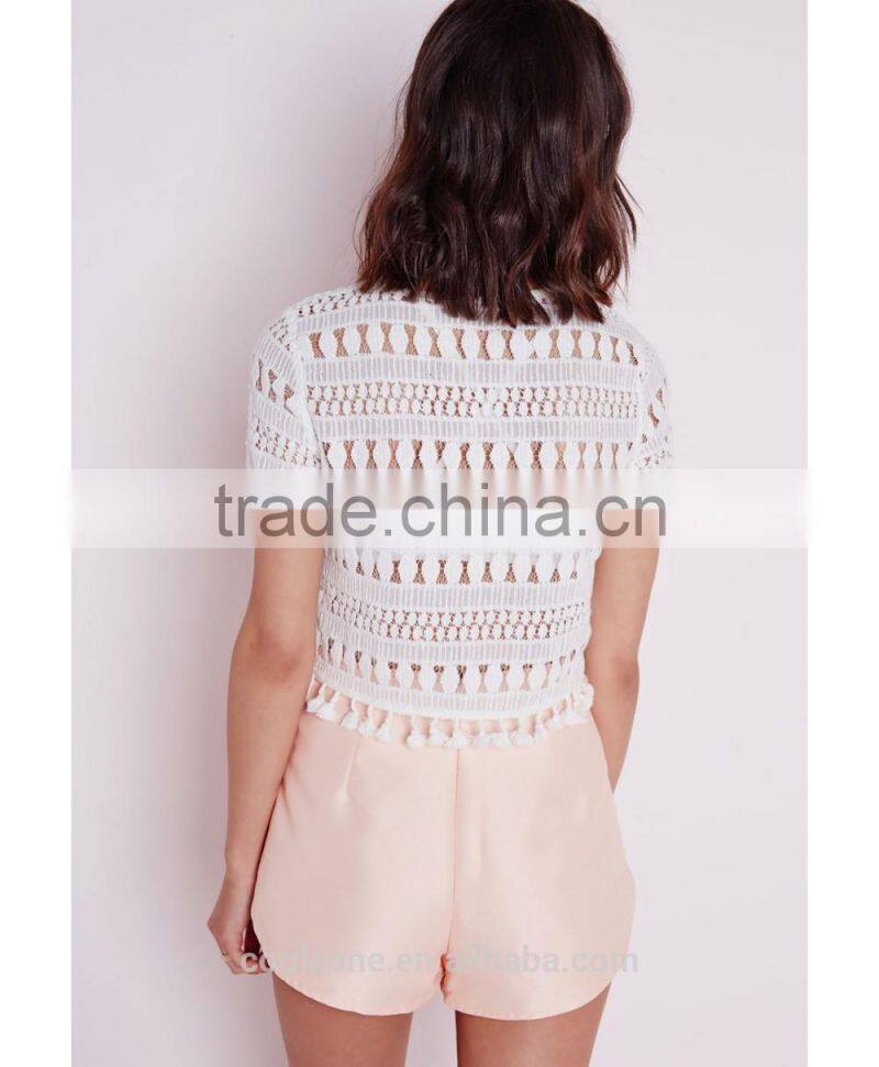 Fashion elegant short sleeve lace blouses for women