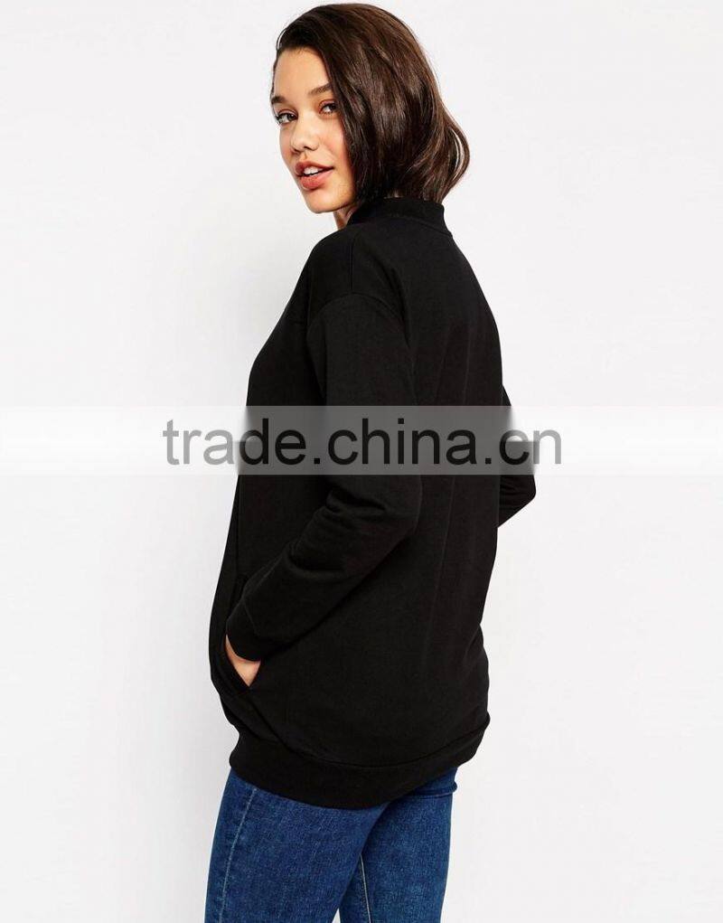 High quality stand collar long sleeve jersey fleece jacket for women