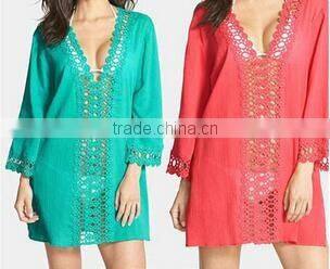 Gauze stiching Chiffon short sleeve blouse summer new design blouse