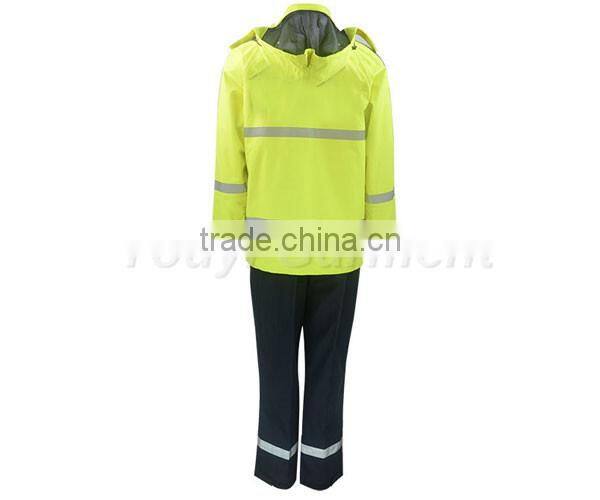 fluorescent hi-vis durable water-repellent salable raincoat