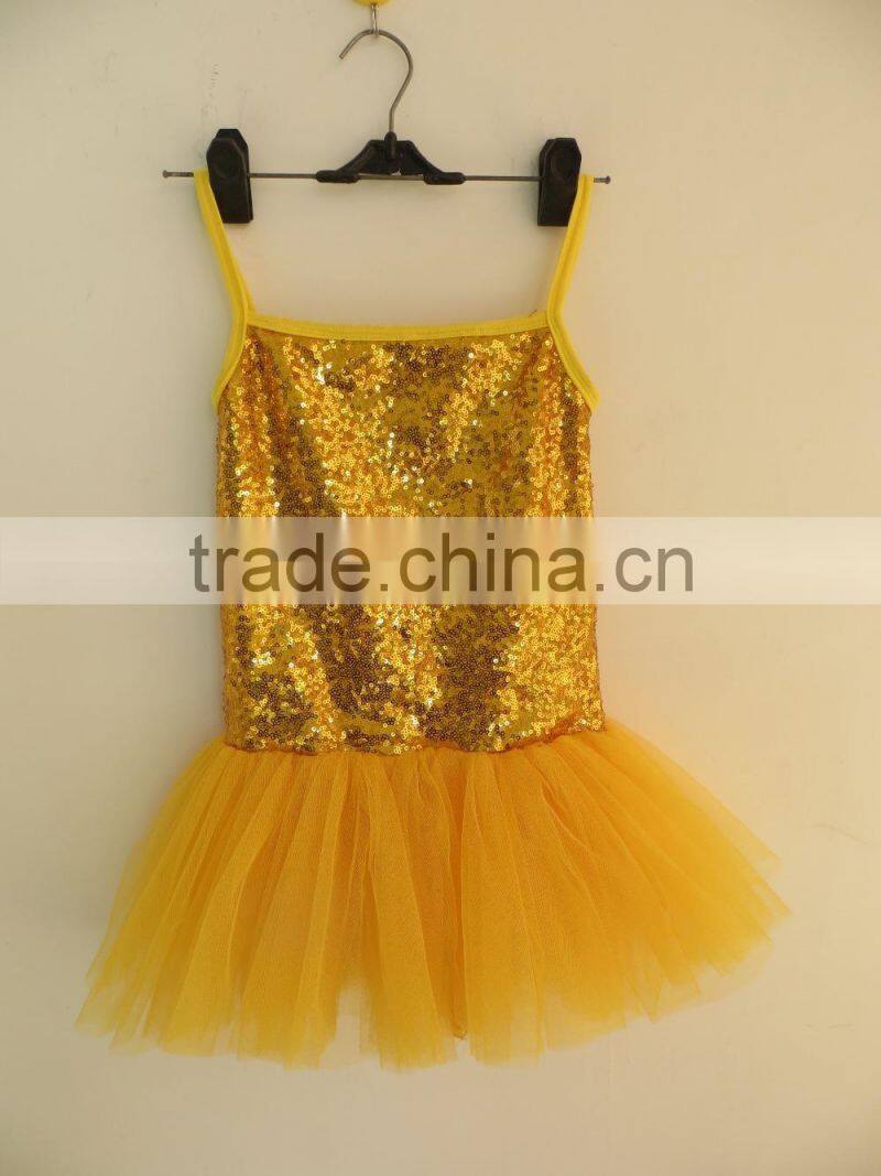 QL-203 fashion baby dance dress sequins condole belt dress hot sell new design 2016