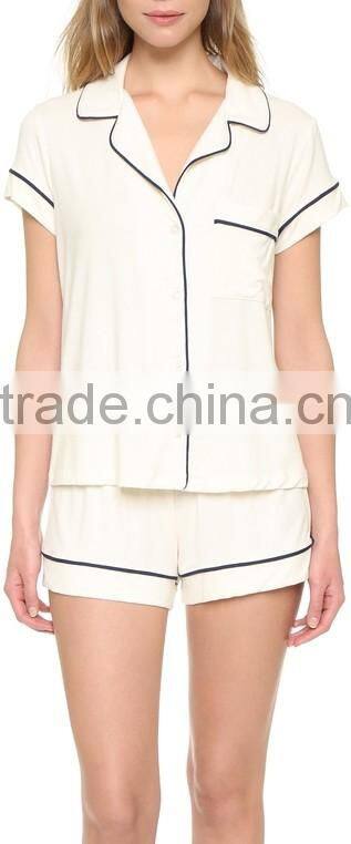 New arrival fashion contrast pajama set wholesale adult women pajamas