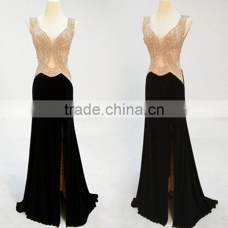 New fashion evening dress long summer dance show catwalk show host dress for sexy woman