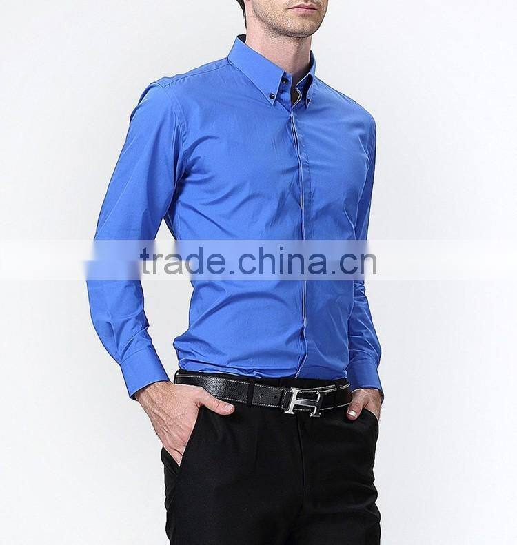 Stylish high collar shirts for men fancy sky blue shirts for men