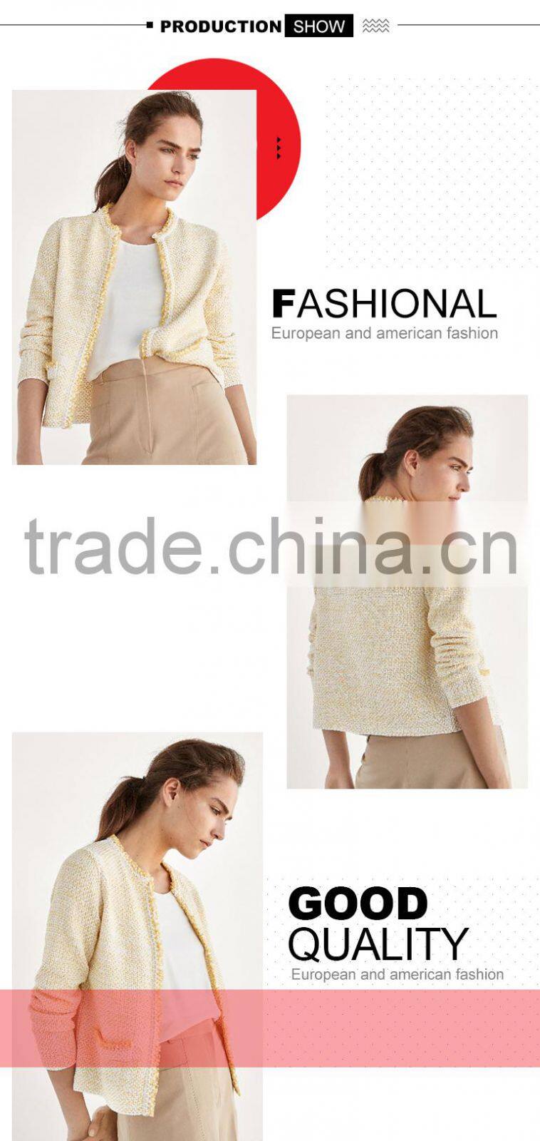 Women's stylish open front knit thin cardigan sweater patterns with best quality