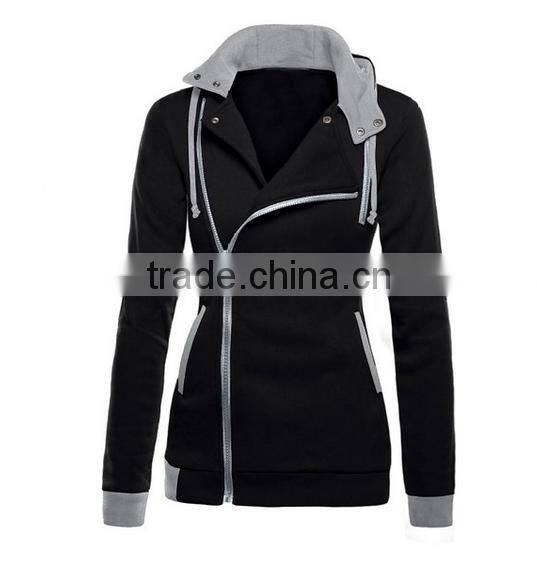 Wholesale fashion Womens Zipper Slim Fit Hoodie Guangzhou