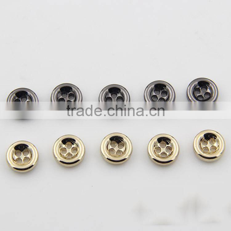 Gold Black 10mm 4-Holes Round Custom Metal Shirt Buttons For Garment