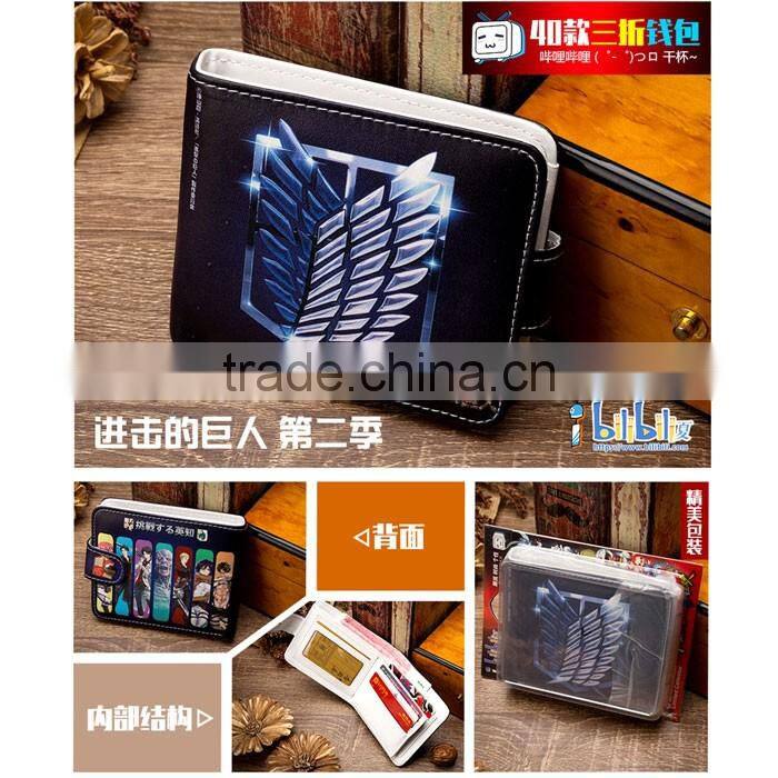 Attack on Titan Good Quality PU Purse Wholesale Fashion New Arrival Products Short Button Anime Wallet
