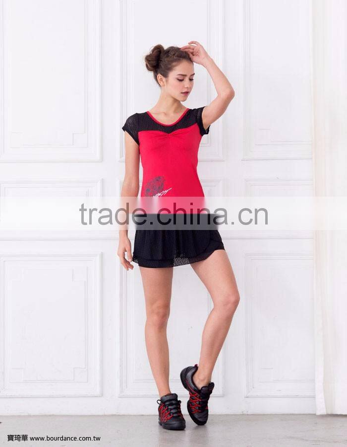 Women coolmax mesh front gathered tee fitness clothing