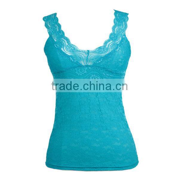 Sexy Seamless Stretch Lace Trim Cami Strap 6 Colors Ladies' Tank Top-1