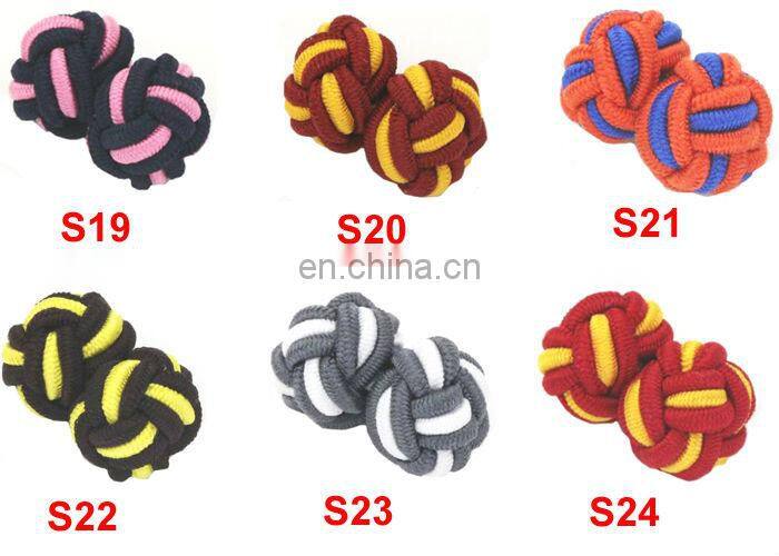 High Quality Multicolor Silk Knot Cufflinks Elastic Cuff links Fabric Cufflinks